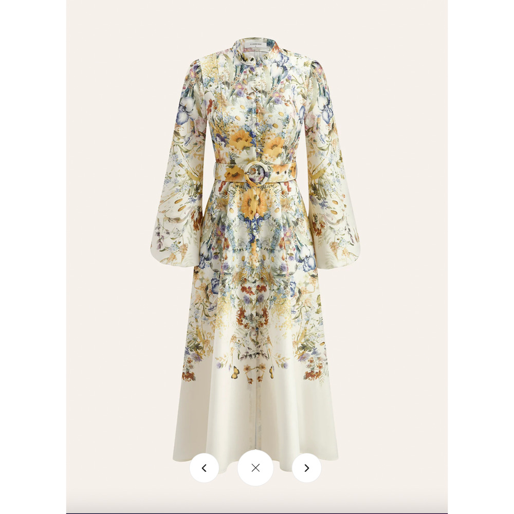 Copied - Copied - Copied - Commense Belted Balloon Sleeve Floral Dress Sz S
